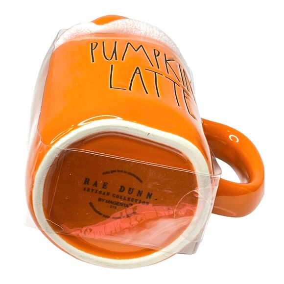 Rae Dunn Ceramic Spice Coffee Mug & Pumpkin Topper Cover Lid Orange Black New - Picture 4 of 5